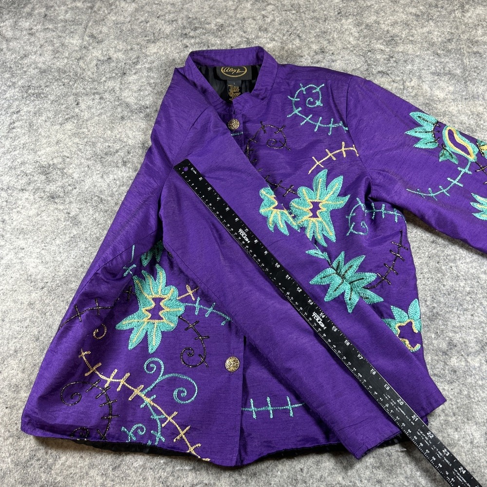 Alex Kim Wearable Art Jacket Women's Large Quilted Embroidered Crochet Sequin - Picture 4 of 8